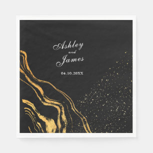 Black and Gold Classic Wedding Napkin