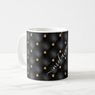 Black and Gold Coffee Mug Gift Personalised Name