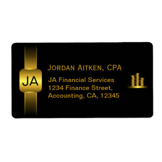 Black and Gold Coins CPA Accountant Large Labels