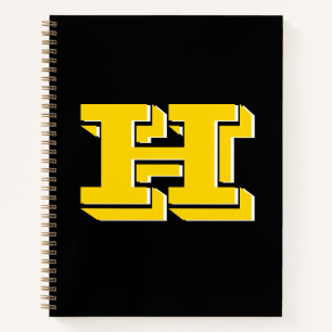 Black and Gold Collegiate Color Style Monogram Notebook