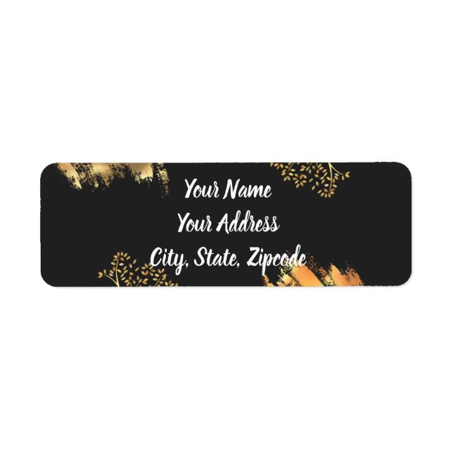 Black and Gold Colour Splash Address Labels (Front)