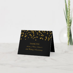 Black and Gold Confetti Anniversary Thank You Card