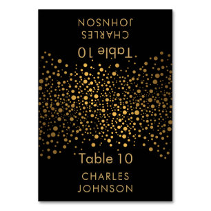 Black and Gold Confetti Dots - Place Cards