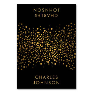 Black and Gold Confetti Dots   Place Cards