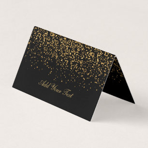 Black and Gold Confetti Place Cards