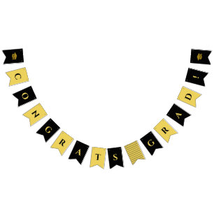 Black and Gold Congrats Graduate Graduation  Bunting