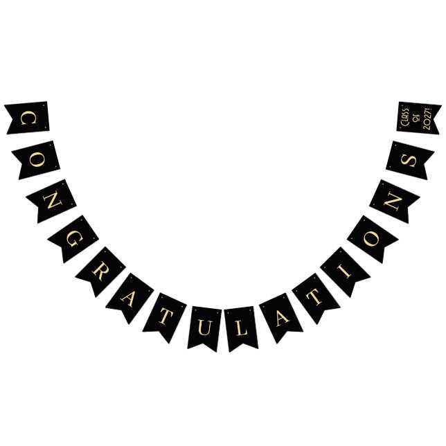 Black and Gold Congratulations Bunting (All)