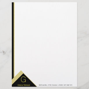 black and gold contemporary letterhead design