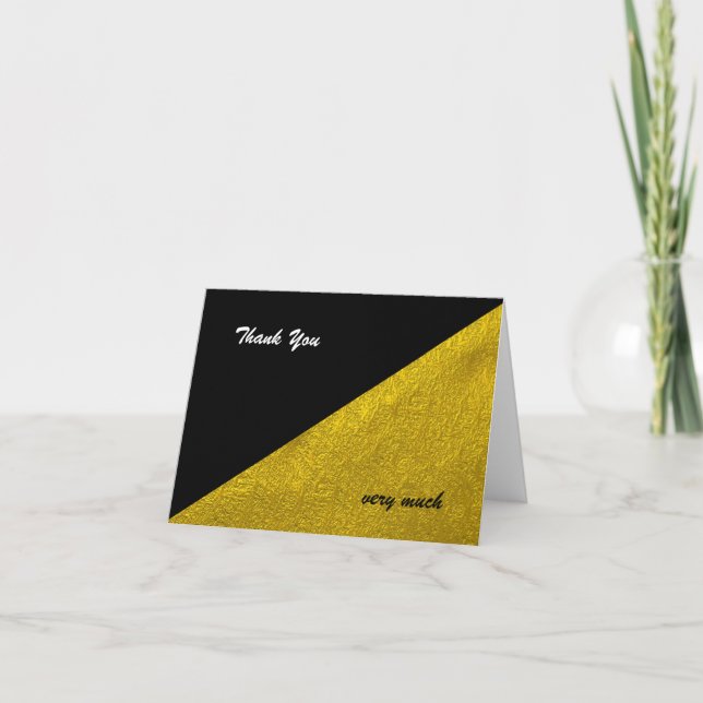 Black and Gold Contemporary Minimalist Thank You Card (Front)