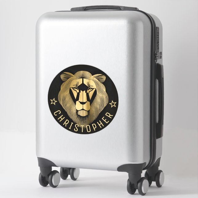    Black and Gold Cool Modern Old Lion Custom Name (Suitcase)
