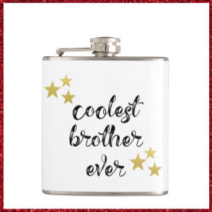 Black and Gold Coolest Brother Ever Flask