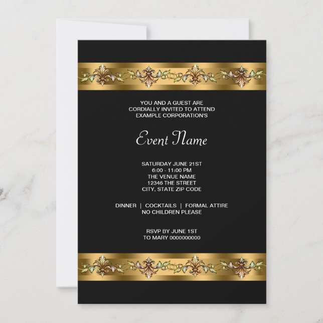 Black and Gold Corporate Party Event Invitation (Front)