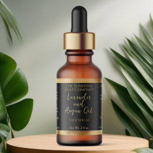 Black and Gold Cosmetics Dropper Bottle Label