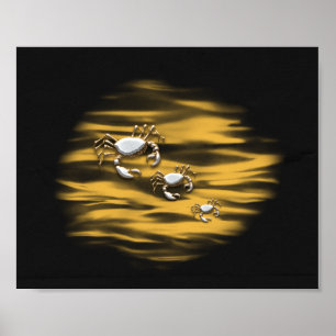 Black and Gold Crabs Tropical Printable Art  Poster