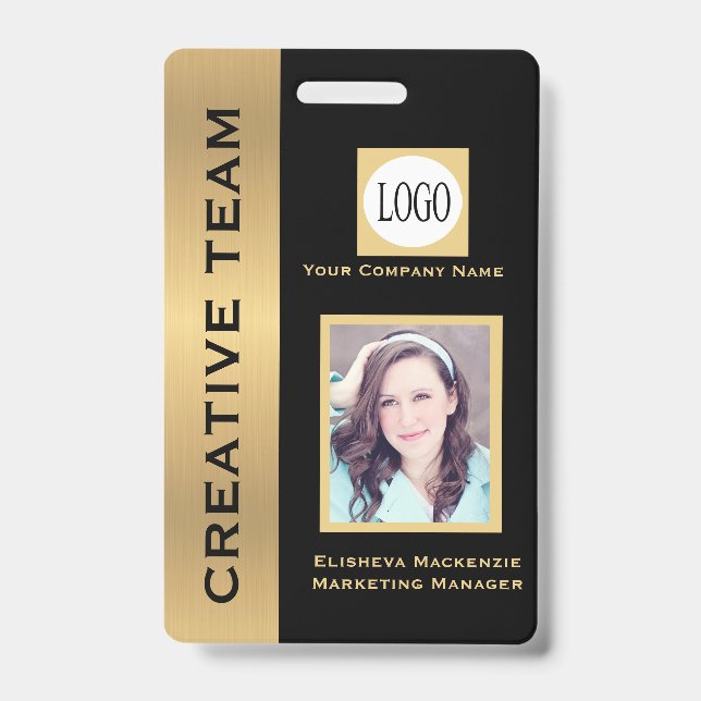 Black and Gold Creative Executive Employee ID Badge (Front)