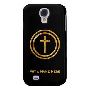 Black and Gold Cross Name Template Galaxy S4 Case