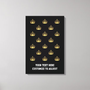 Black and gold crown pattern canvas print