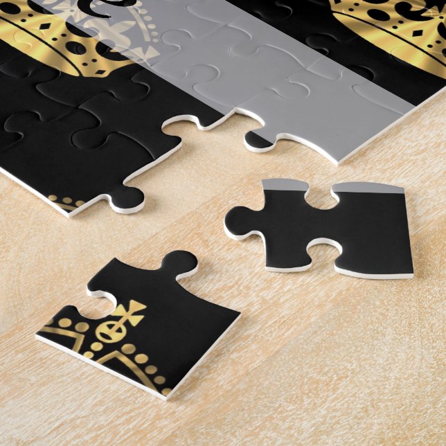Black and gold crown pattern jigsaw puzzle (Side)
