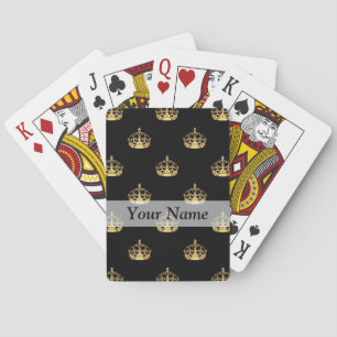 Black and gold crown pattern playing cards