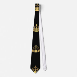 Black and gold crown pattern tie
