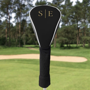 Black And Gold Custom Elegant Monogram Golf Head Cover