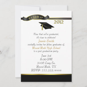 Black and Gold Custom Graduation Party Invitation