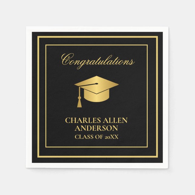Black and Gold Custom  Napkin (Front)