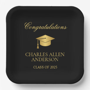 Black and Gold Custom  Paper Plate