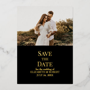 Black and Gold Custom Photo Save the Date Card