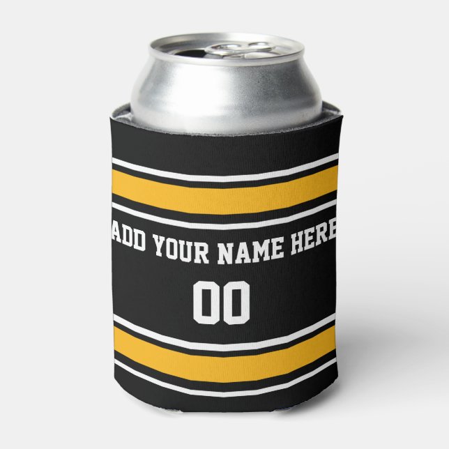Black and Gold Customise With Your Name Can Cooler (Can Front)