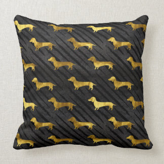 Black and Gold Dachshund Pattern Cushion