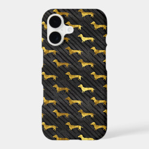 Black and Gold Dachshund Pattern iPhone Case