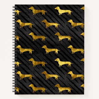 Black and Gold Dachshund Pattern Notebook