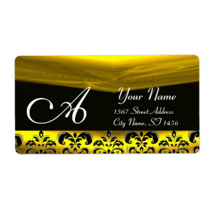 BLACK AND GOLD DAMASK  MONOGRAM