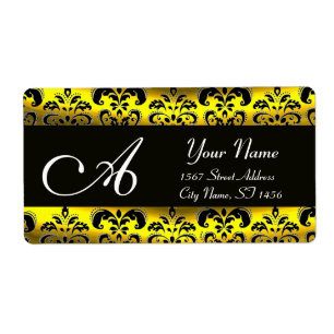 BLACK AND GOLD DAMASK  MONOGRAM
