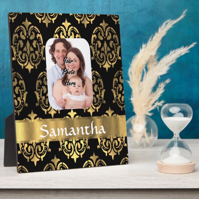Black and gold damask plaque (Side)