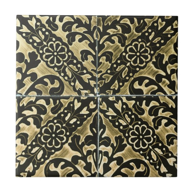 Black and Gold Damask Tile (Front)