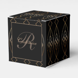Black And Gold Deco Cube Favour Box