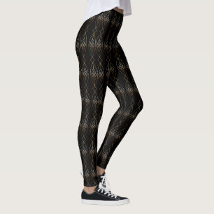 Black And Gold Deco   Leggings