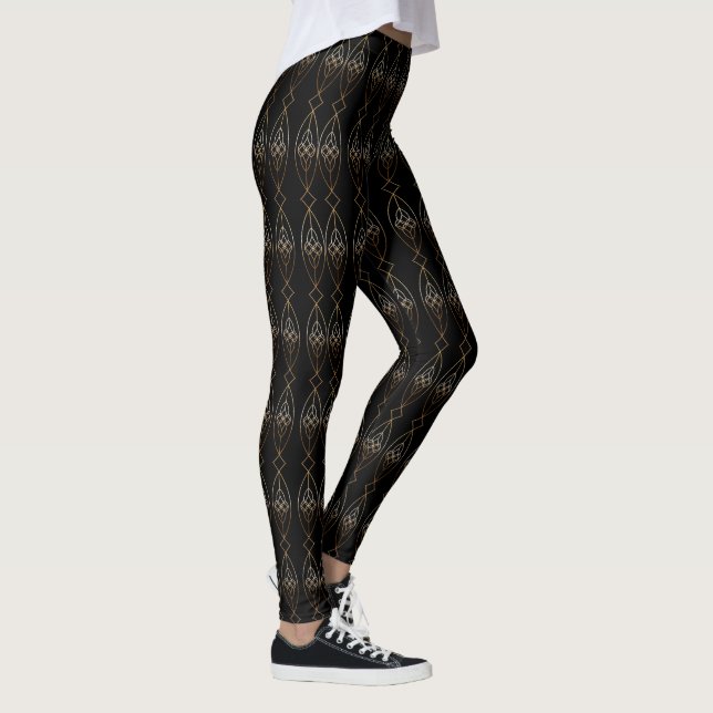 Black And Gold Deco   Leggings (Right)