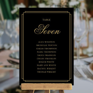 Black And Gold Deco Table Number Seating Chart