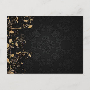 Black and Gold Decorative Pattern Postcard