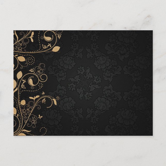 Black and Gold Decorative Pattern Postcard (Front)