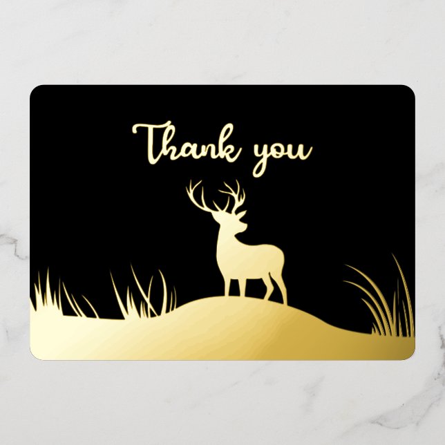 Black And Gold Deer Minimalist Memorial Funeral (Front)