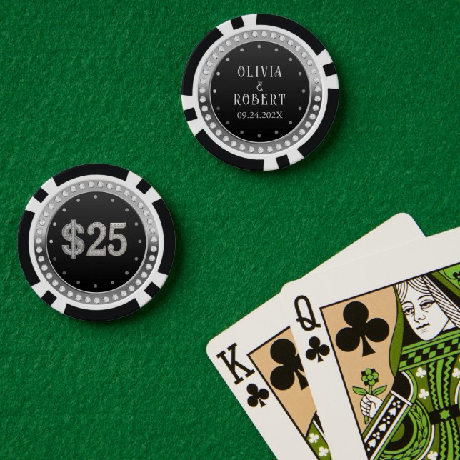 Black and gold diamonds wedding poker chips (Poker Table (Double))