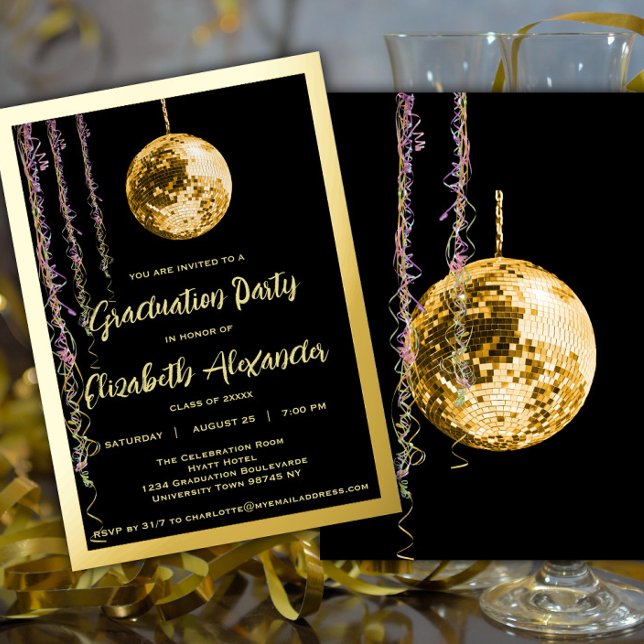Black and Gold Disco Ball Seventies Graduation (Creator Uploaded)