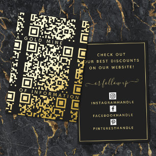 Black and gold discount card with custom QR code