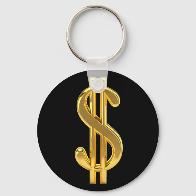 Black and Gold Dollar Sign Keychain (Front)