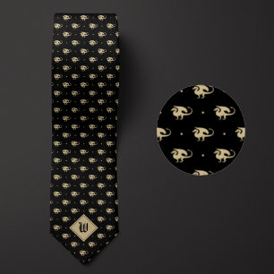 Black and Gold Dragon in Profile with Monogram Tie