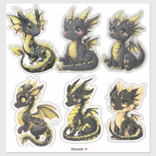 Black and Gold Dragons Custom-Cut Vinyl Sticker